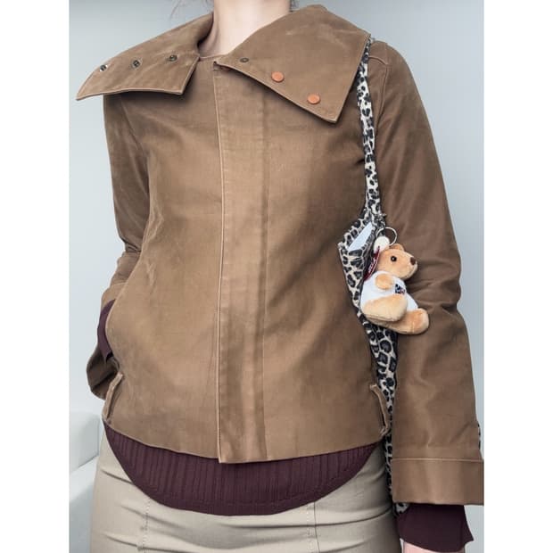 빈티지 하이넥 브라운 자켓