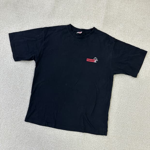 L 프린팅 블랙 반팔 티셔츠 0324D