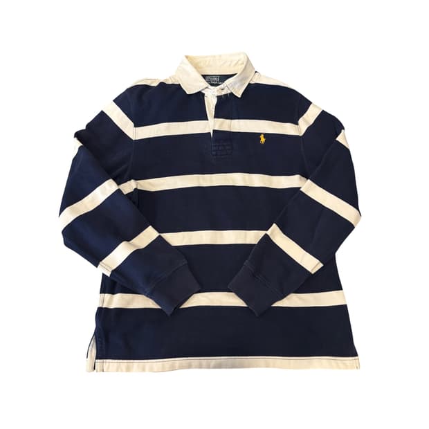 폴로 랄프로렌 커스텀핏 M 네이비 럭비 카라 티 