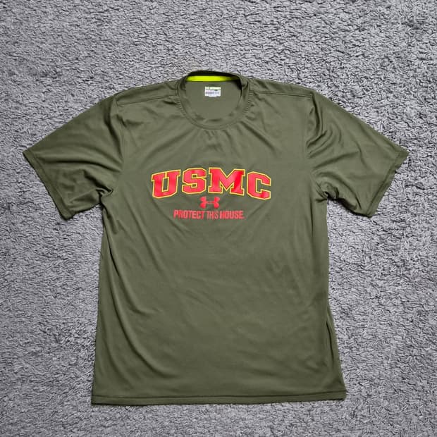 언더아머 USMC 미해병대 미군 반팔 티셔츠 M L 100 빈티지 usa
