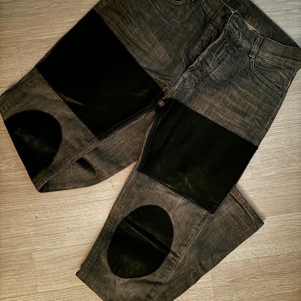 마르지엘라 레더 패치 데님