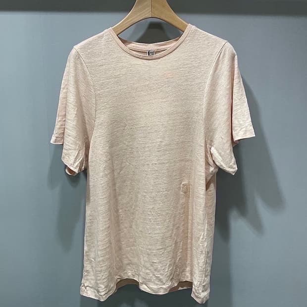 (정품/새상품) 토템 여성 핑크베이지 100% 린넨 라운드넥 기본 티셔츠