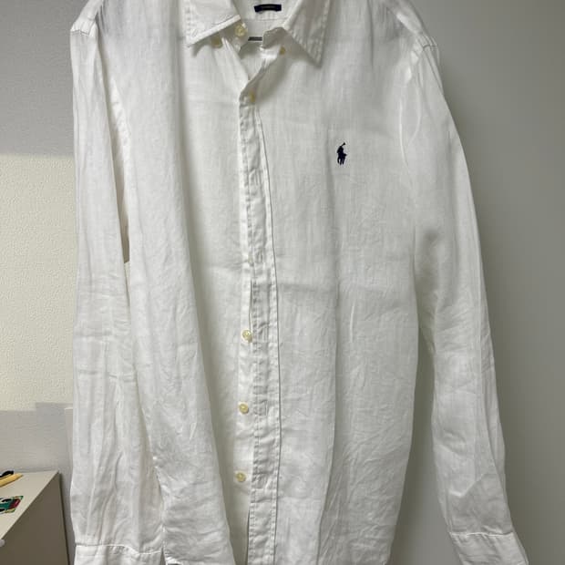가격최종 폴로 랄프로렌 린넨셔츠 화이트 커스텀핏 L (1회착)