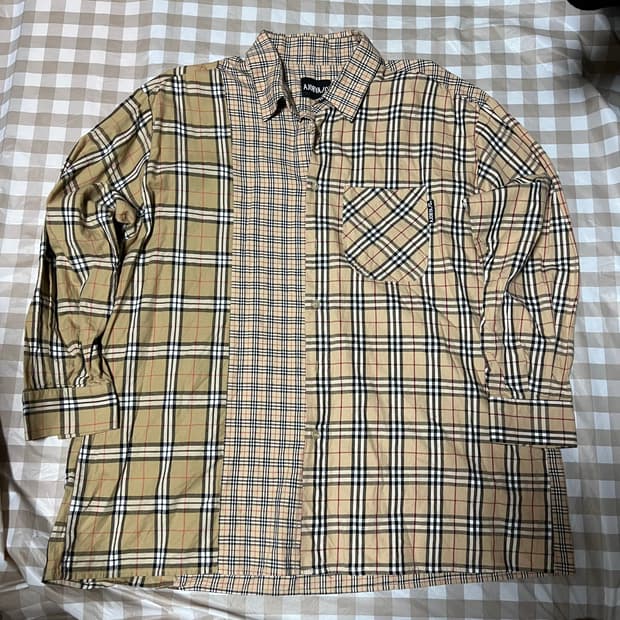 아조바이아조 오버핏 셔츠 와이셔츠 체크 박시 빈티지