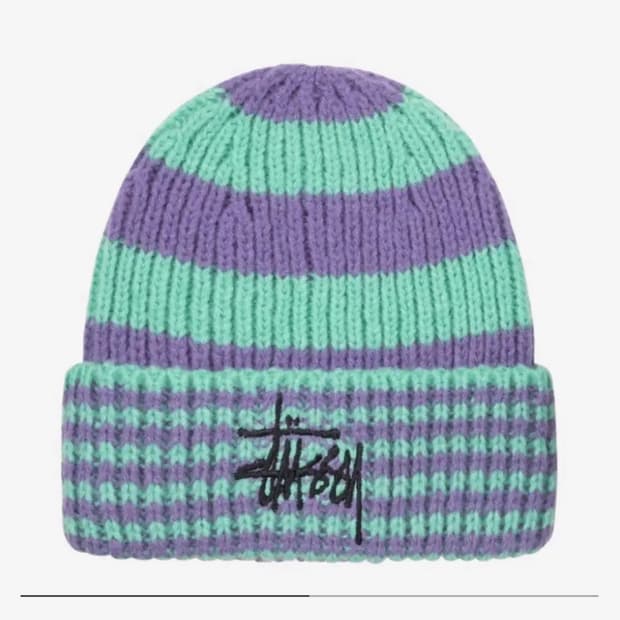 스투시 스트라이프 비니