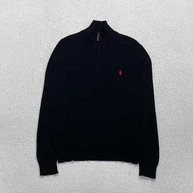 폴로 랄프로렌 포니 로고 울 반집업 니트 블랙
