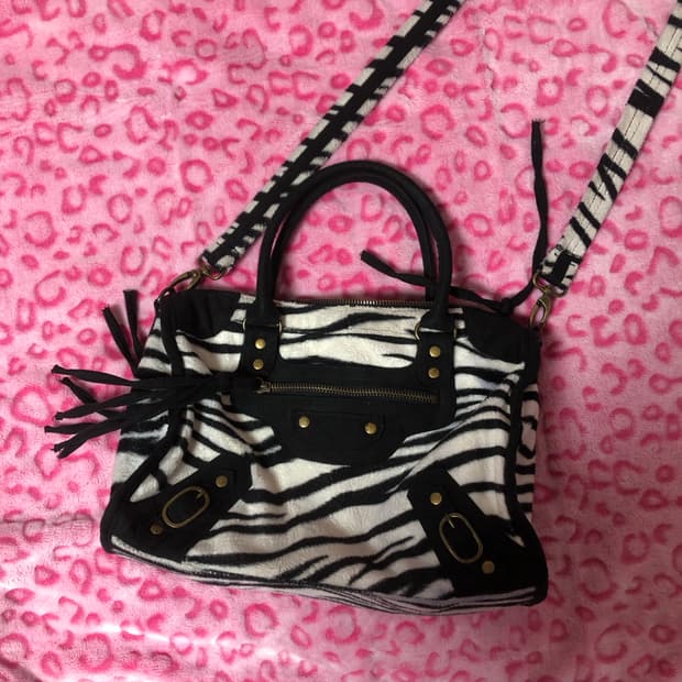 빈티지 갸루 지브라 모터백 숄더백 크로스백
