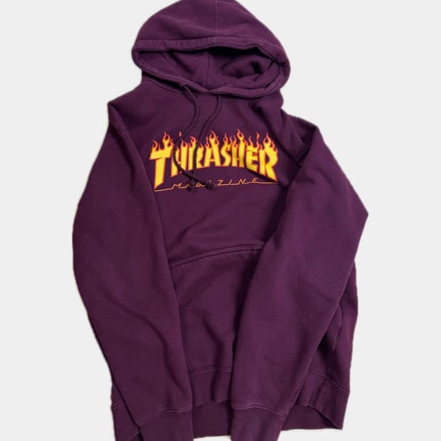 Trasher 버건디 기모 후드티