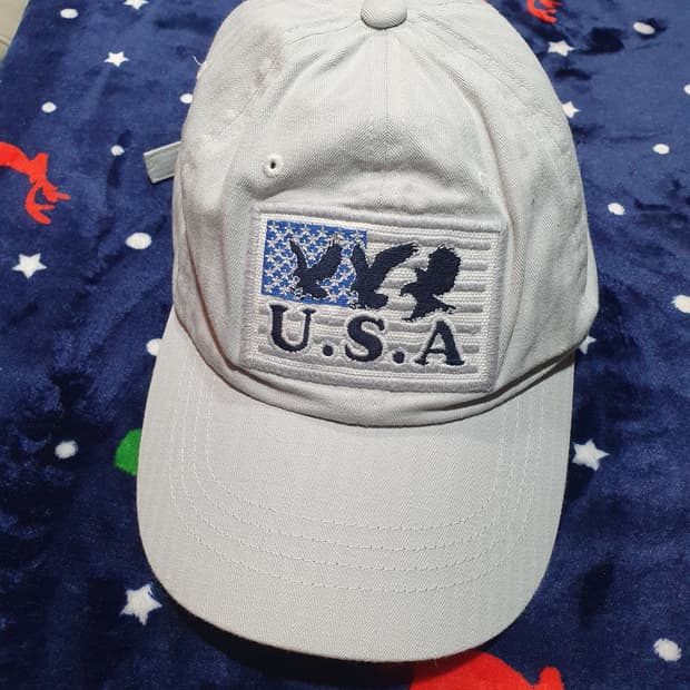 USA 독수리 자수 볼캡 연그레이