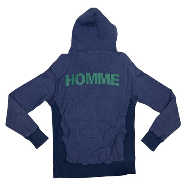 2014 꼼데가르송 백 프린팅 이중 소재 결합 후드티 스웨터