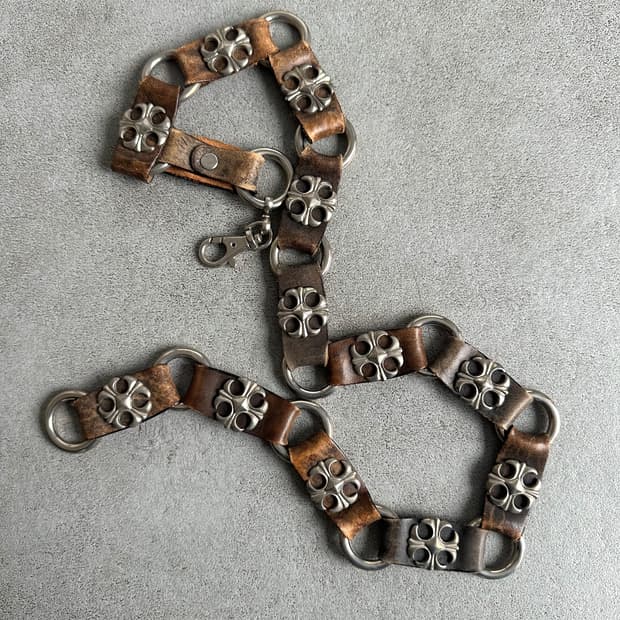 JPN VTG 플로럴 브라운 레더 체인