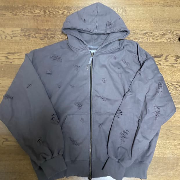 언더마이카 오터 오버사이즈 데미지 후드집업 더스트 2사이즈