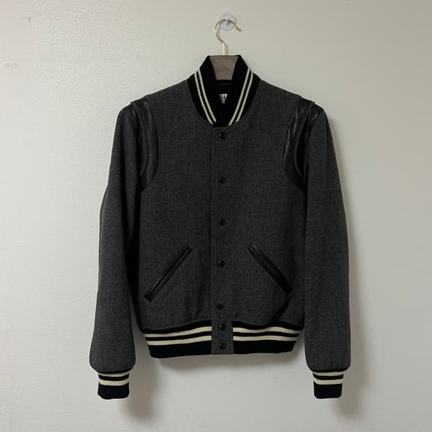 생로랑 14aw 테디자켓 그레이 46