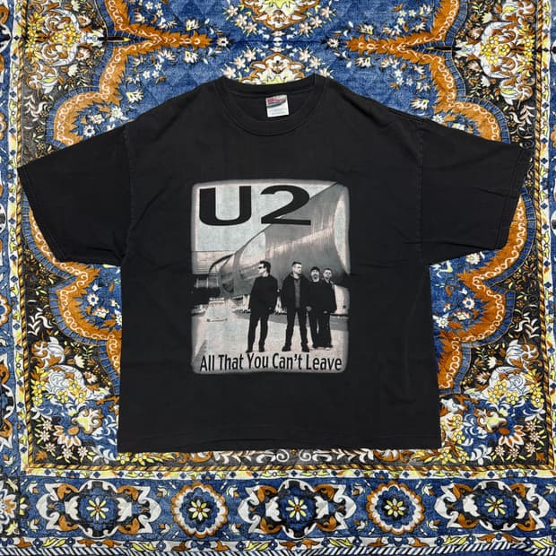 빈티지 9-00s U2 투어 밴드티 블랙