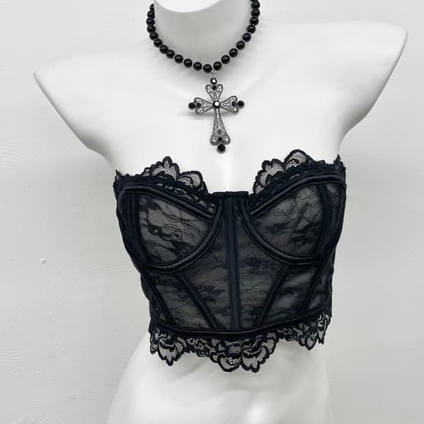 블랙 고딕 레이스 코르셋