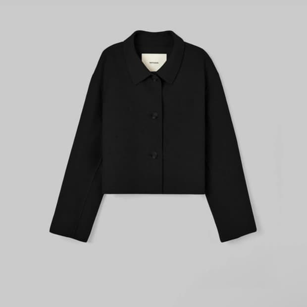 몽돌 핸드메이드 크롭 코트 블랙