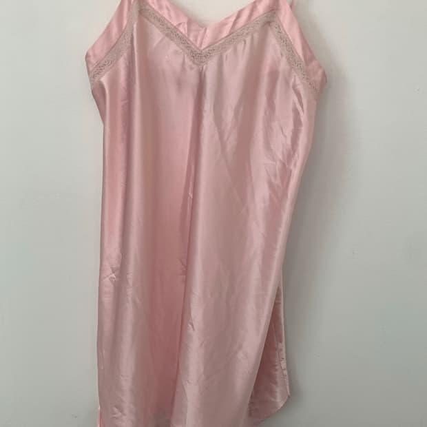 satin pink slip dress