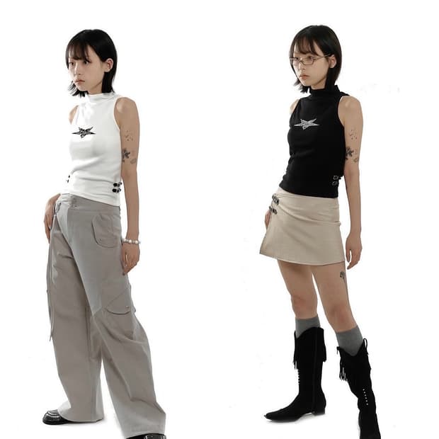 KASHIKO 카시코 하이넥 슬리브리스 화이트(아이보리)