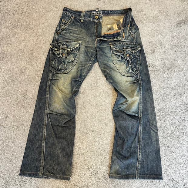 에드윈505 멀티 카고 포켓 부츠컷 데님 팬츠(32)