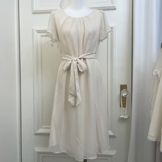cream beige belt point chiffon opc