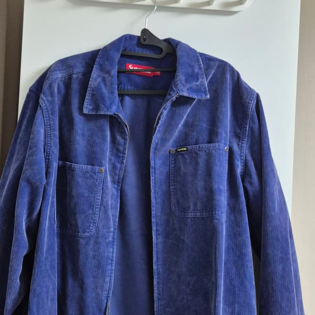 슈프림 워시드 코듀로이 블루 집업 셔츠 L