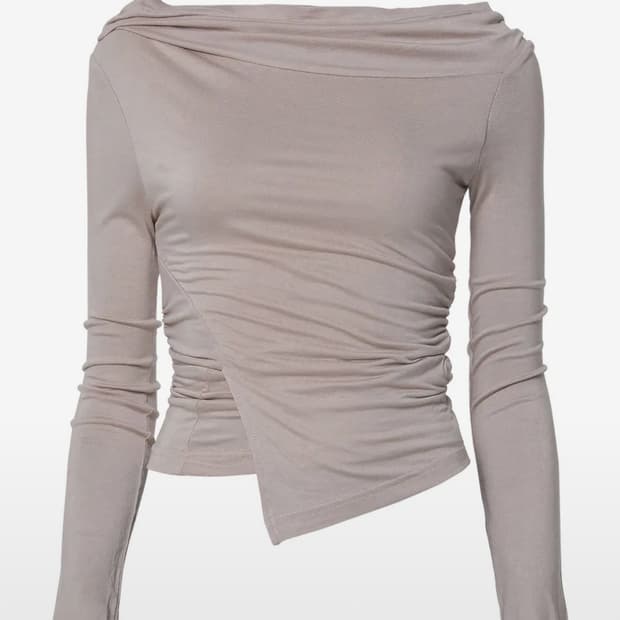 플레어업 드레이프 원숄더 롱슬리브 더티핑크