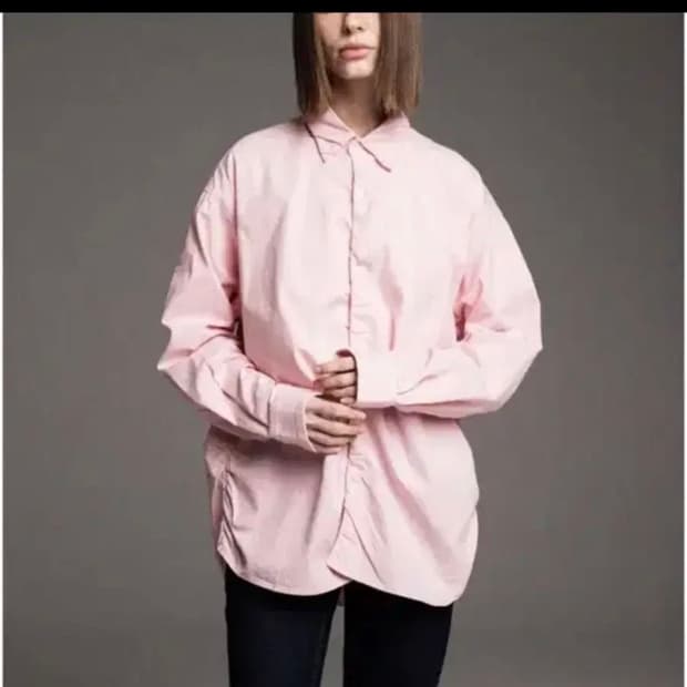 이너프원 셔링 셔츠 핑크