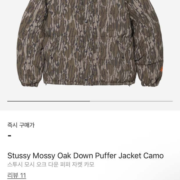스투시 모시오크 카모 다운 패딩