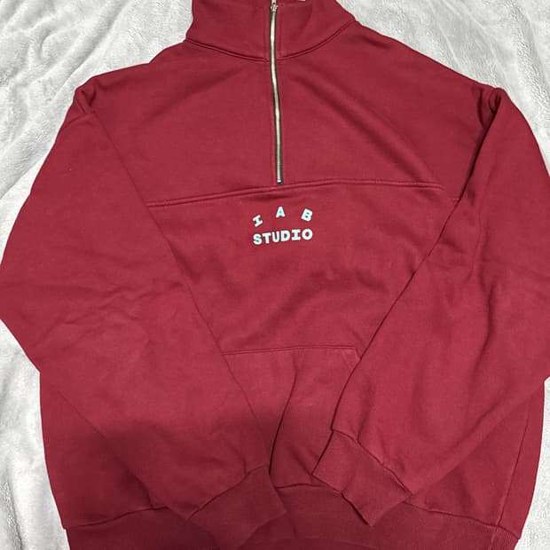 아이앱 스튜디오 코튼 하프 집업 풀오버 마룬 XL