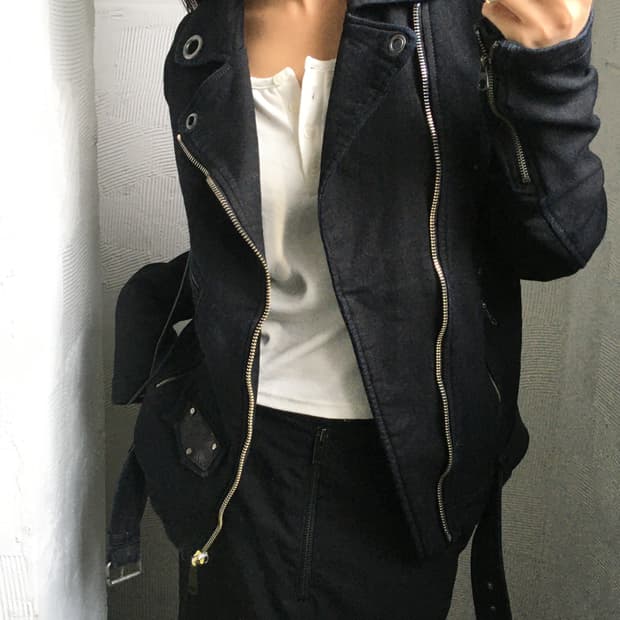 Diesel 디젤 블랙 코튼 라이더 자켓