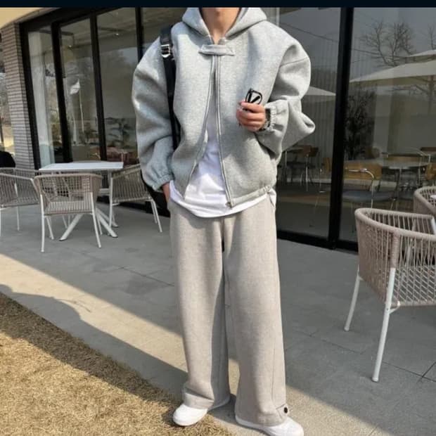 크롭 네오프렌 스냅 후드집업