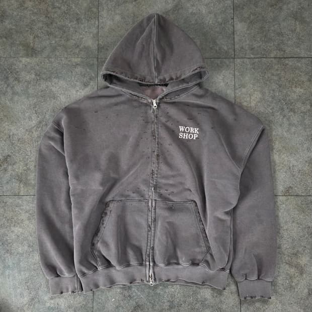 빈티지 워싱 후드 집업