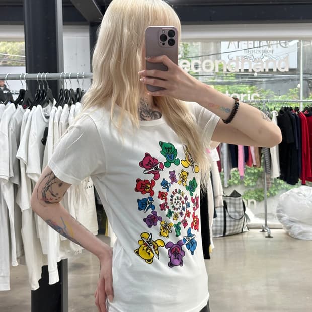 히스테릭 글래머 퍽베어 Must Get Stoned 그래픽  백로고 반팔