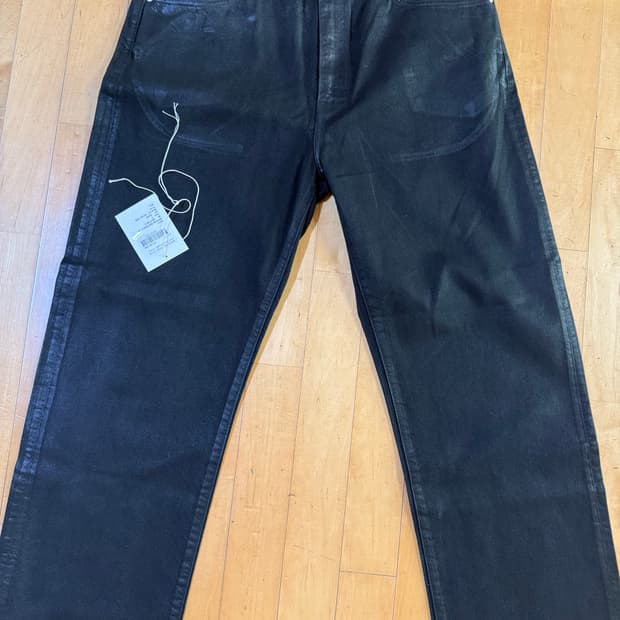 3size 안셀름  코팅 블랙 데님팬츠