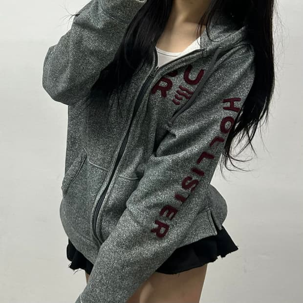 홀리스터 y2k 올드스쿨 그레이 후드집업 희귀져지(XL)