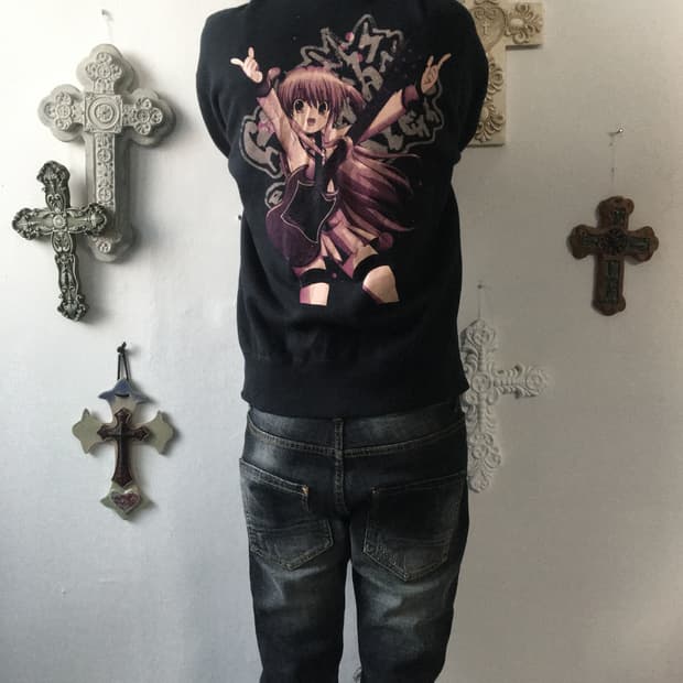 Anime printing hood zip up