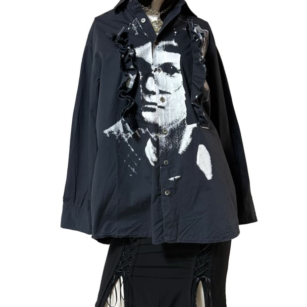 빈티지 그래픽 프릴 셔츠