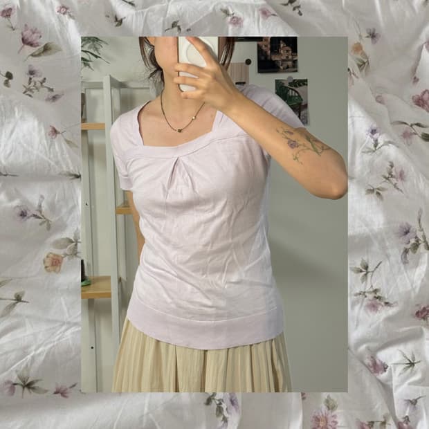 lilac knit blouse