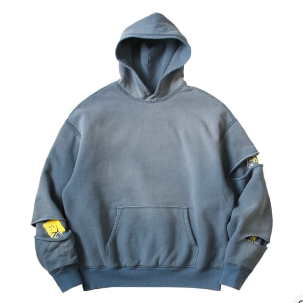 캐피탈 리버시블 플리스 엘보우 립 후드 패키쉬 레인보우 블루