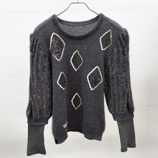 80s 입생로랑 트리콧 스팽글 스웨터