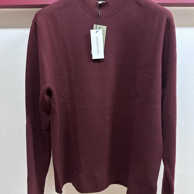 [새상품] 캘빈클라인 남성 하프넥 버건디 울니트  (L/105)