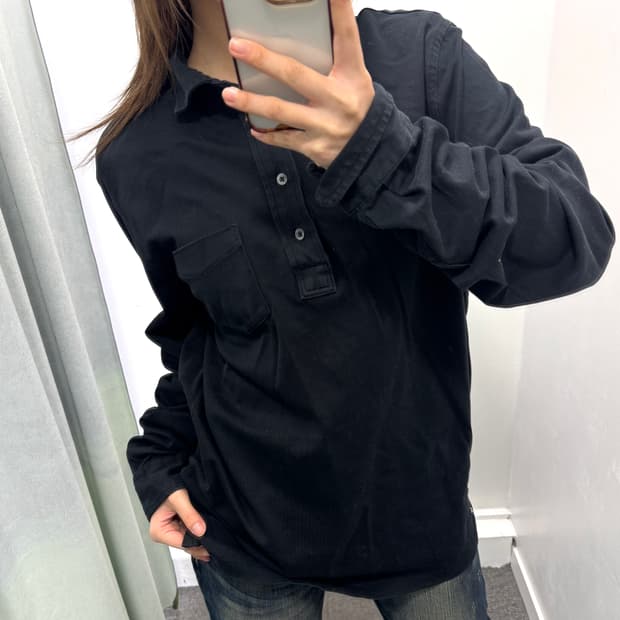 폴로 블랙 슬림핏 카라 티셔츠