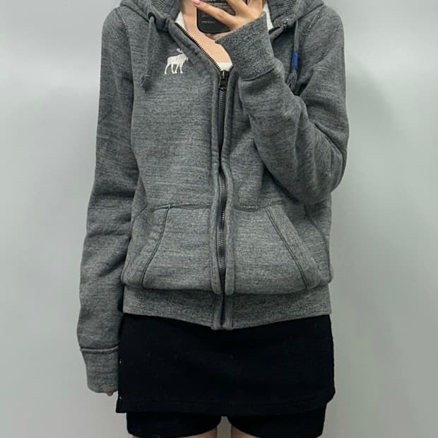 아베크롬비 산양로고 차콜 후드집업 