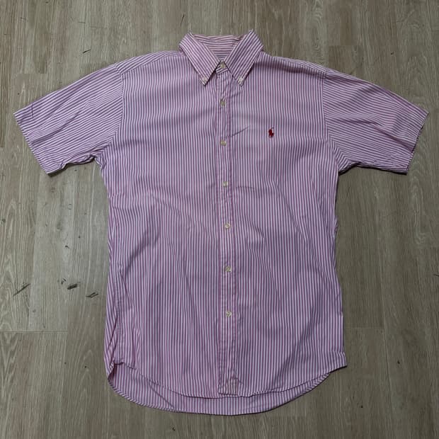 폴로 랄프로렌 핑크 스트라이프 반팔 셔츠 38