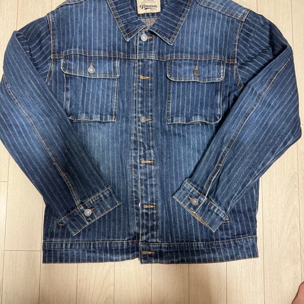 Vimannon 빈티지워싱 블루 스트라이프 데님자켓