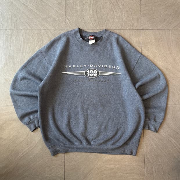 100주년 미국 생산 할리 데이비슨 블루 스웻셔츠