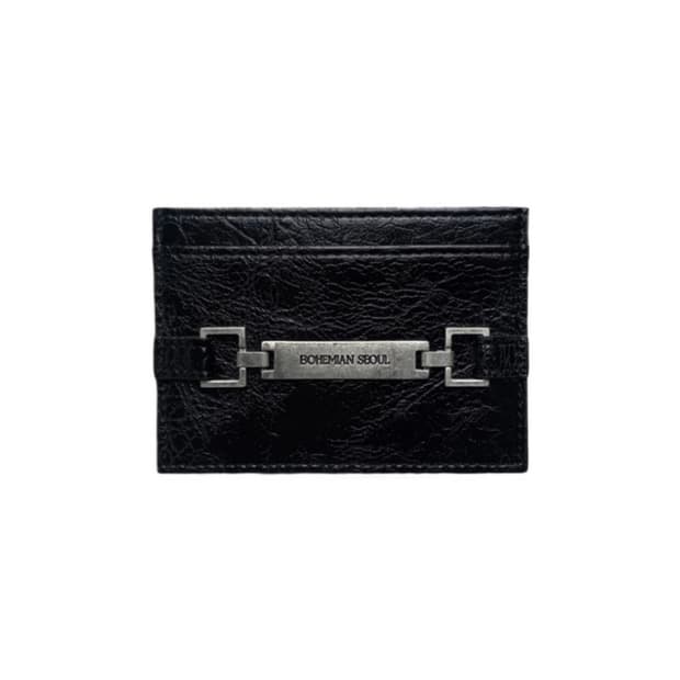보헤미안서울 leather metal belted wallet black