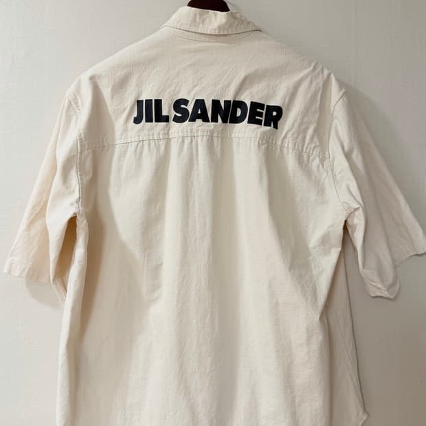 정품 질샌더 JIL SANDER 말파일 셀비지 캔버스원단 백로고 반팔 셔