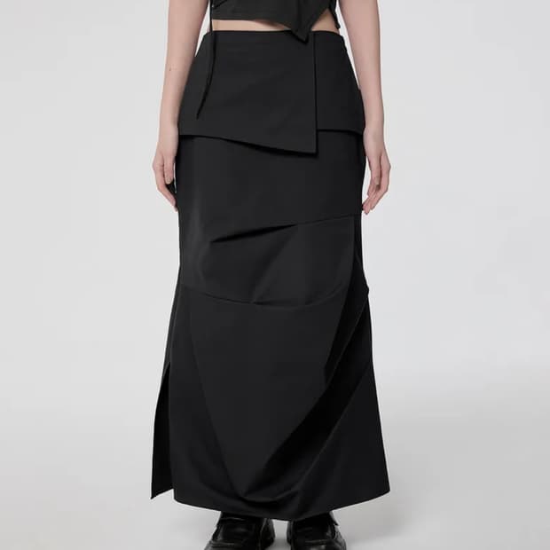 Drape Layered Maxi Skirt 드레이프 레이어드 스커트