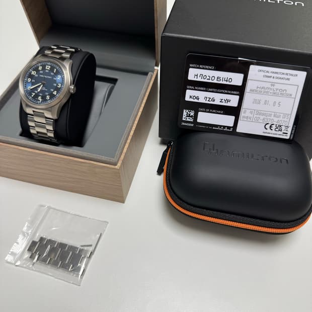 해밀턴 카키필드 오토 티타늄 38mm 블루